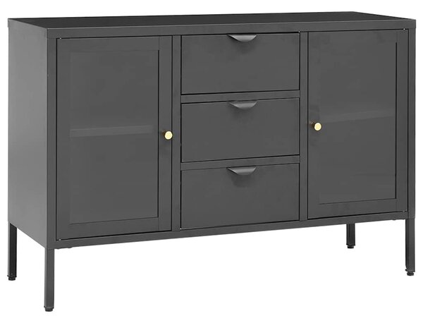 Příborník antracitový 105 x 35 x 70 cm ocel a tvrzené sklo 336078