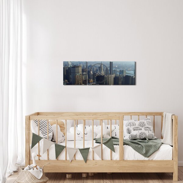 Obraz - Manhatten ve dne (s hodinami) (90x30 cm)