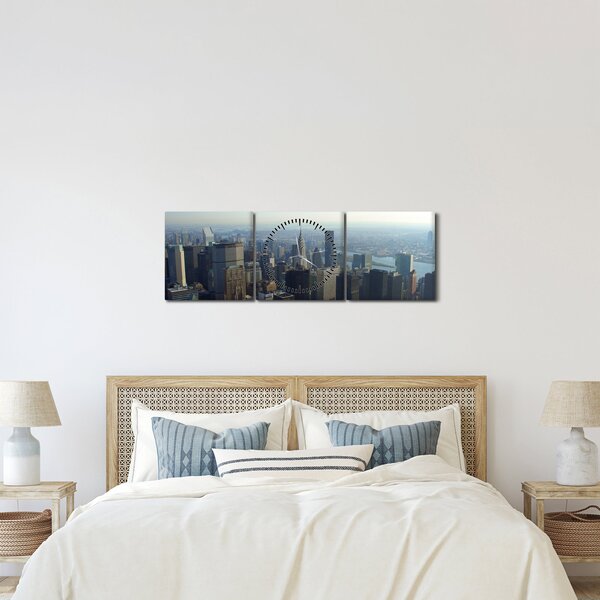 Obraz - Manhatten ve dne (s hodinami) (90x30 cm)