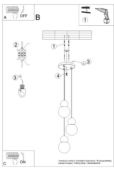 Sollux Lighting Závěsná lampa PEKKA 3P bílá/přírodní dřevo