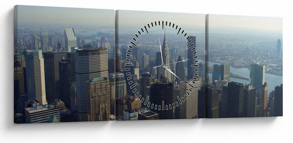 Obraz - Manhatten ve dne (s hodinami) (90x30 cm)
