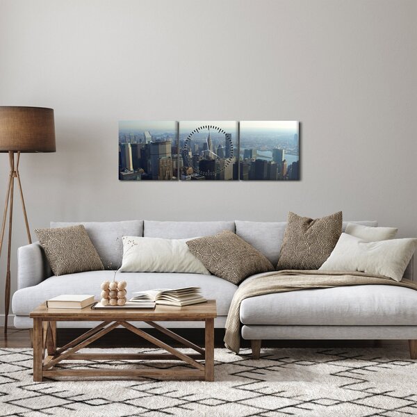 Obraz - Manhatten ve dne (s hodinami) (90x30 cm)
