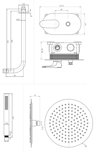 Cersanit Inverto vanová baterie pod omítku černá-zlatá S951-282