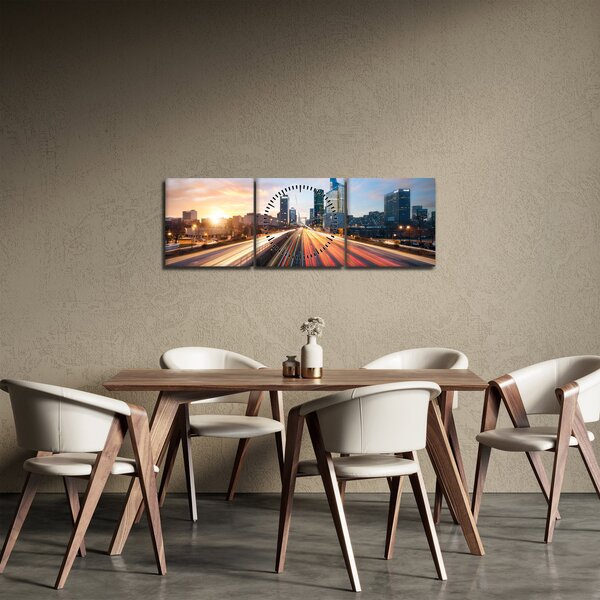 Obraz - Cesta velkoměsta (s hodinami) (90x30 cm)