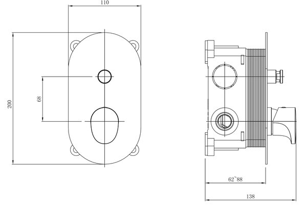 Cersanit Inverto vanová baterie pod omítku černá-zlatá S951-282