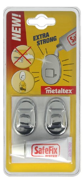 Sada 2 ks háčků a lepidla Metaltex Silver