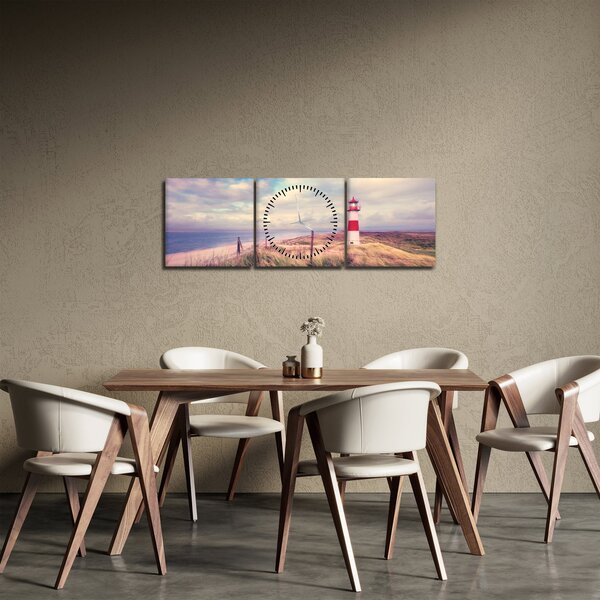 Obraz - Červený maják (s hodinami) (90x30 cm)