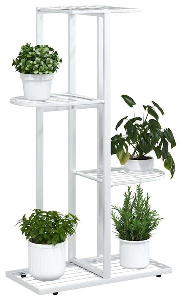 4patrový stojan na květiny 43 x 22 x 76 cm bílý kov 336109