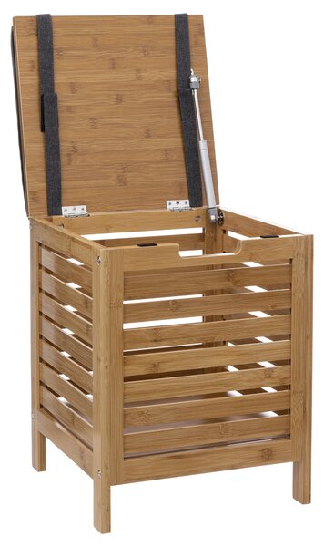 Koupelnový taburet BAMBOO s košem na prádlo, 2v1