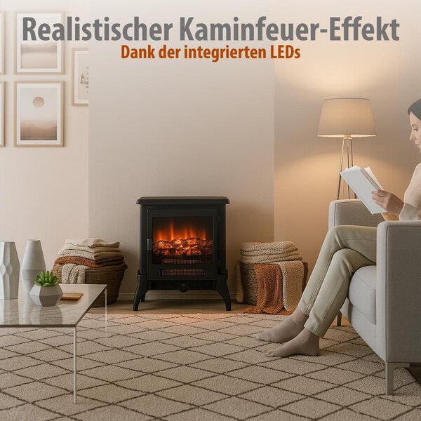 Classic Fire Classic Fire Elektrický atmosférický krb Verona - volně stojící elektrická kamna - plamenný efekt - 1800-2000 W - černá