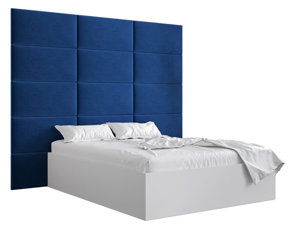 Manželská postel s čalouněným čelem 160 cm Brittany 1 (bílá matná + modrá) (s roštem). 1045888