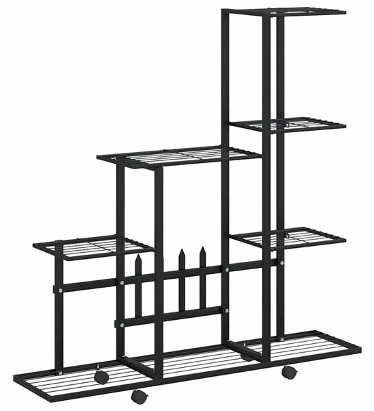 Stojan na květiny na kolečkách 94,5 x 25 x 92,5 cm černý kov 336114