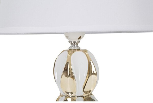 Bílá/ve zlaté barvě keramická stolní lampa s textilním stínidlem (výška 46 cm) Glam Balls – Mauro Ferretti
