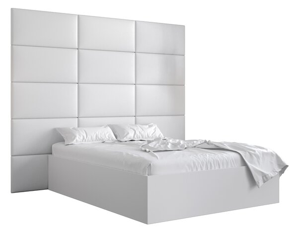 Manželská postel s čalouněným čelem 160 cm Brittany 1 (bílá matná + bílá) (s roštem). 1045894