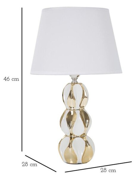 Bílá/ve zlaté barvě keramická stolní lampa s textilním stínidlem (výška 46 cm) Glam Balls – Mauro Ferretti