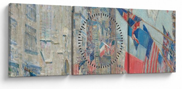 Obraz - Childe Hassam, Allies day, reprodukce (s hodinami) (90x30 cm)