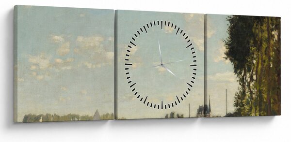 Obraz - Claude Monet, Argenteuil, reprodukce (s hodinami) (90x30 cm)