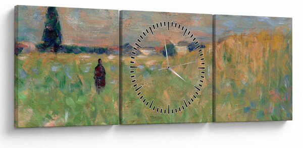 Obraz - Georges Seurat, A Summer Landscape, reprodukce (s hodinami) (90x30 cm)