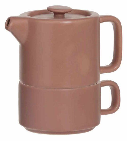 Konvice čajová s šálkem NATURAL, 800 ml, terakotová barva