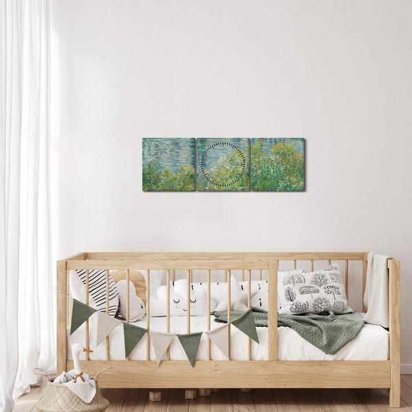 Obraz - Claude Monet, Banks of the Seine, reprodukce (s hodinami) (90x30 cm)