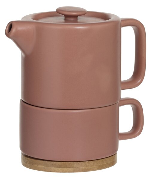 Konvice čajová s šálkem NATURAL, 800 ml, terakotová barva