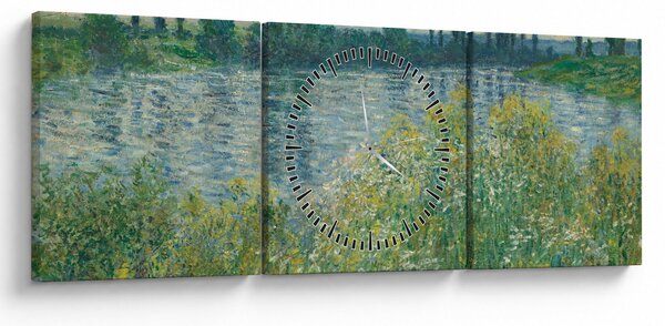Obraz - Claude Monet, Banks of the Seine, reprodukce (s hodinami) (90x30 cm)