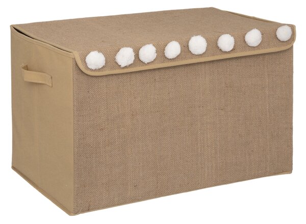 Velký úložný box na hračky, jutový, 57 x 36 x 36 cm
