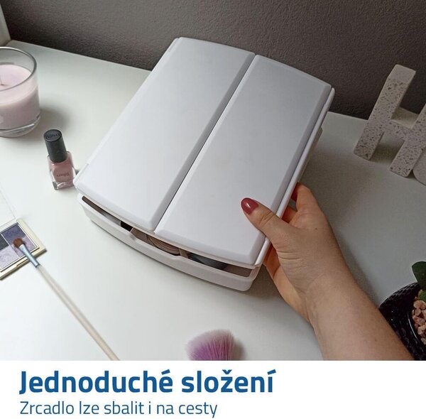 Skládací kosmetické zrcátko s LED osvětlením