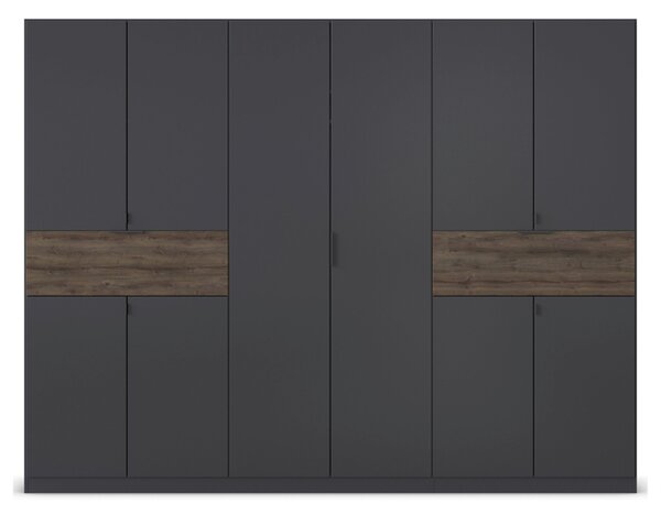 Šatní skříň TICAO V metalická šedá/dub atlantic tmavý, šířka 271 cm
