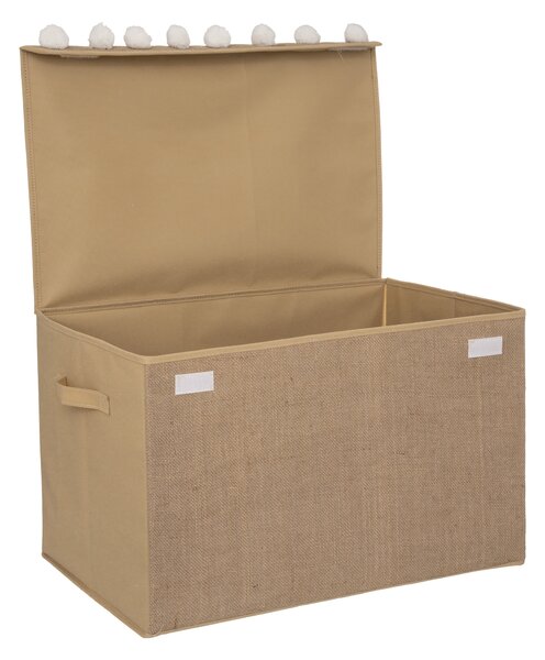 Velký úložný box na hračky, jutový, 57 x 36 x 36 cm