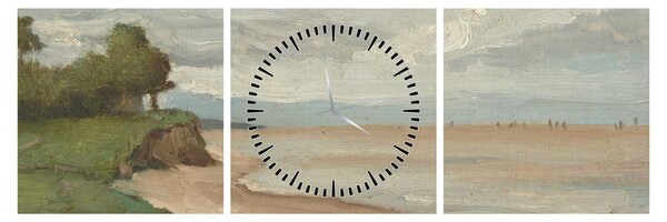 Obraz - Jean-Baptiste-Camille Corot, Beach Near Etretat, reprodukce (s hodinami) (90x30 cm)