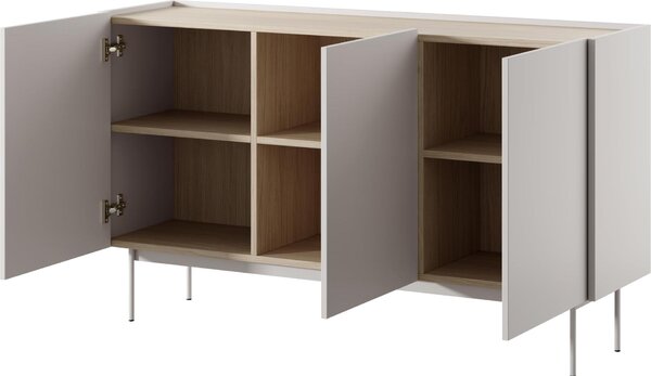 Komoda Kelowna K144 - Kašmír, dub - šířka 144 cm, výška 83 cm, hloubka 37 cm