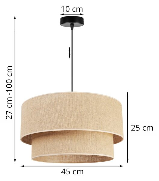 Závěsné svítidlo Juta, 1x jutové stínítko, (výběr ze 2 barev konstrukce), (fi 45cm)