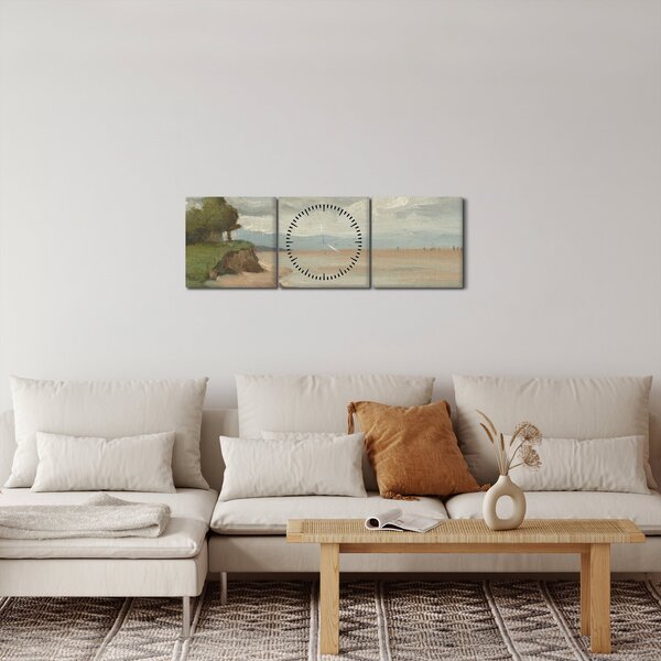 Obraz - Jean-Baptiste-Camille Corot, Beach Near Etretat, reprodukce (s hodinami) (90x30 cm)
