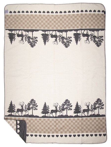 Šedý oboustranný pléd s jeleny v lese Forest XL - 150*200 cm - Mars & More