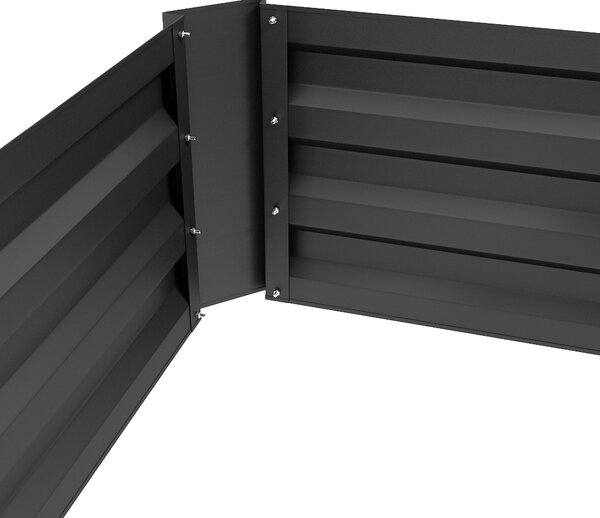 Outsunny Sada 2 Vysokých Zahradních Truhlíků 100L x 50W x 30H cm - Vlnitý Ocelový Černý | Aosom