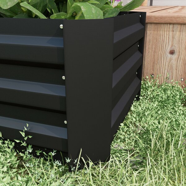 Outsunny Sada 2 Vysokých Zahradních Truhlíků 100L x 50W x 30H cm - Vlnitý Ocelový Černý | Aosom