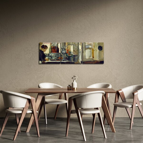 Obraz - Style of Edouard Manet, Bon Bock Cafe, reprodukce (s hodinami) (90x30 cm)