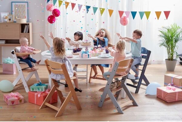 KINDERKRAFT - Dětská jídelní židle ENOCK s polstrováním šedá/bílá