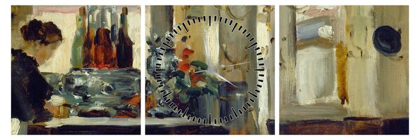 Obraz - Style of Edouard Manet, Bon Bock Cafe, reprodukce (s hodinami) (90x30 cm)
