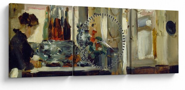 Obraz - Style of Edouard Manet, Bon Bock Cafe, reprodukce (s hodinami) (90x30 cm)