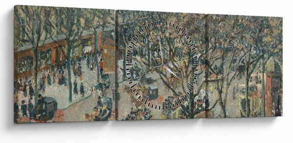 Obraz - Camille Pissarro, Boulevard des Italiens, Morning, Sunlight, reprodukce (s hodinami) (90x30 cm)