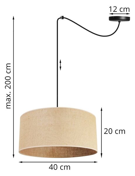 Závěsné svítidlo Juta Spider, 1x jutové stínítko, (výběr ze 2 barev konstrukce), (fi 40cm)