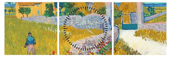 Obraz - Vincent van Gogh, Farmhouse in Provence, reprodukce (s hodinami) (90x30 cm)