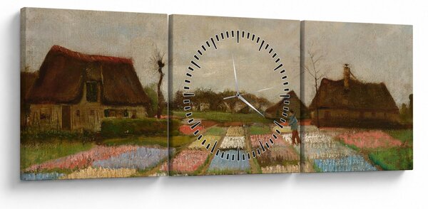 Obraz - Vincent van Gogh, Flower Beds in Holland, reprodukce (s hodinami) (90x30 cm)