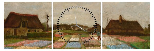 Obraz - Vincent van Gogh, Flower Beds in Holland, reprodukce (s hodinami) (90x30 cm)