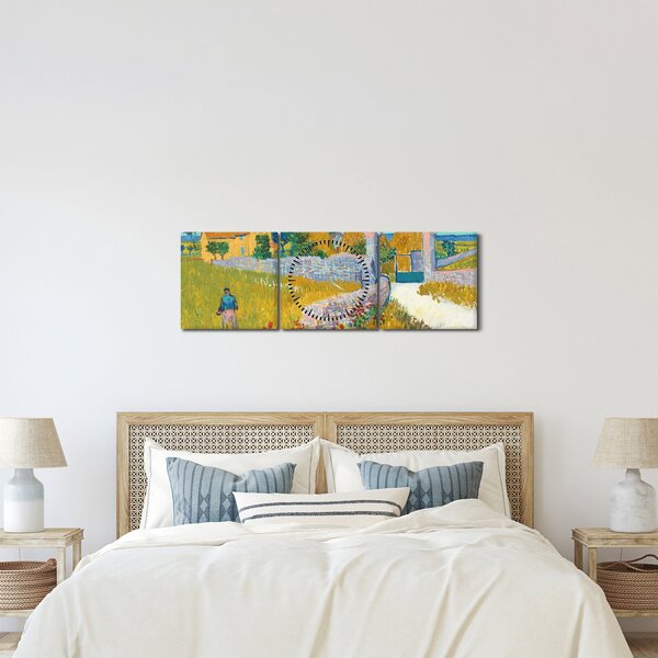 Obraz - Vincent van Gogh, Farmhouse in Provence, reprodukce (s hodinami) (90x30 cm)