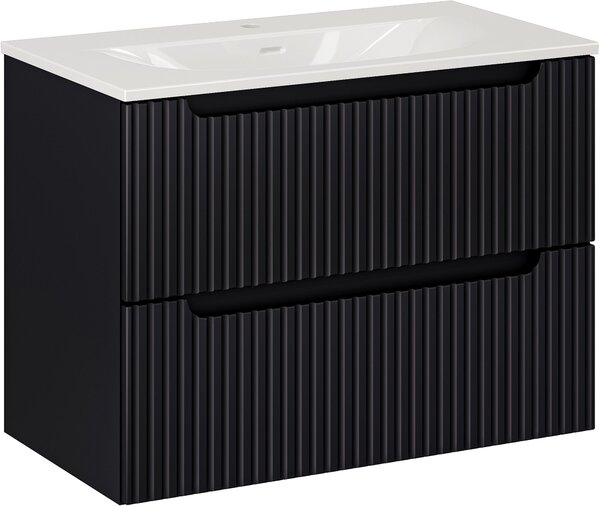 Sada skříňka Comad Nova Black NOVA BLACK D2 82-80-2S, umyvadlo Comad Sky 3 SKY 3 80CM DP (E-8099-3-80)
