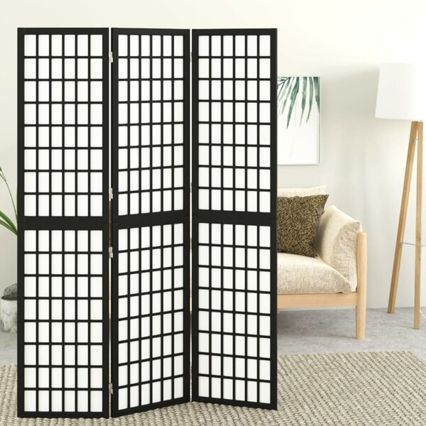 Skládací 3dílný paraván v japonském stylu 120 x 170 cm černý