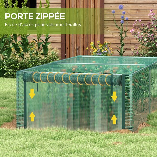 Zelený skleník Outsunny na rajčata s rolovacími dveřmi, HDPE, rozměry 125D x 248Š x 62,5V cm | Aosom